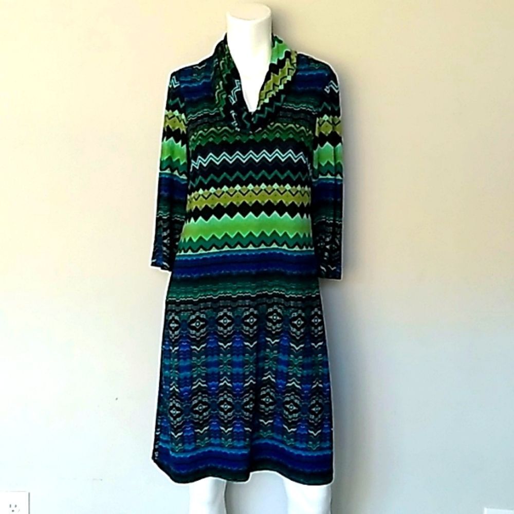 Perceptions New York Multicolor Cowl Neck Dress.